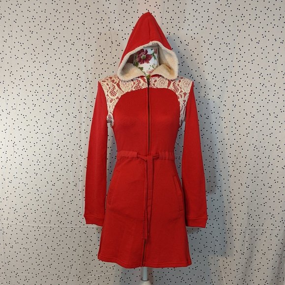 Jasmine & Ginger Red Long Hoodie - Size S - Picture 2 of 9
